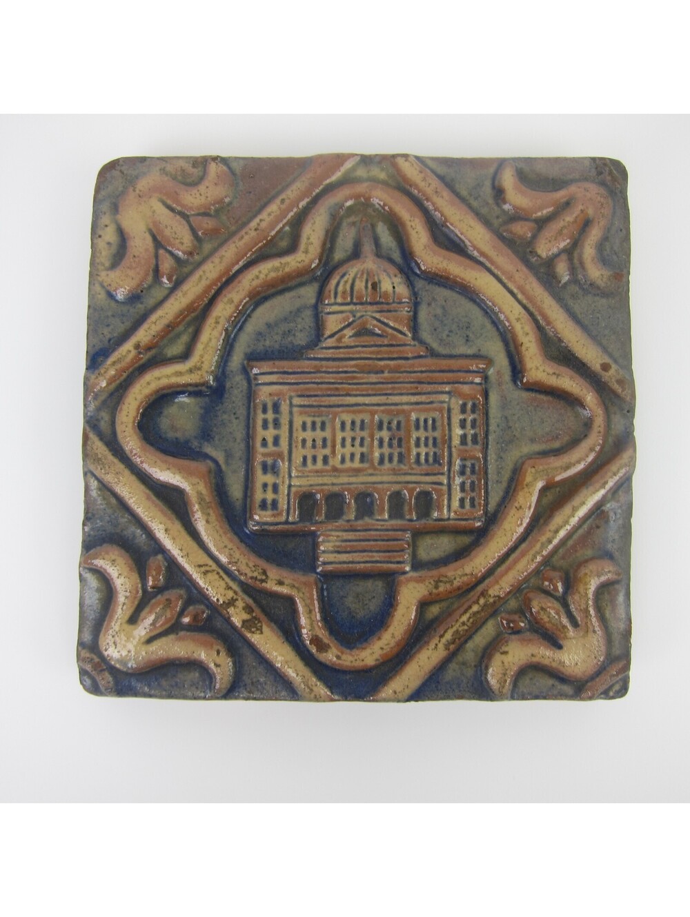 Antique Moravian Pottery & Tile Works Building 4" Art Pottery Tile Arts & Crafts